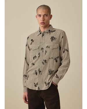 Paul Smith And Gingham Floral Shirt - Natural
