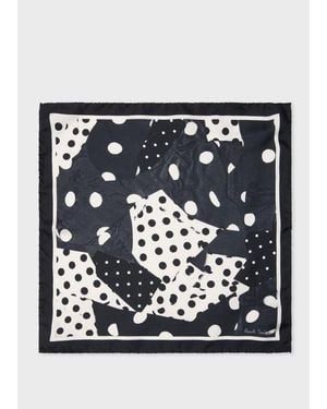 Paul Smith 'Patchwork Polka Dot' Silk Pocket Square - Black