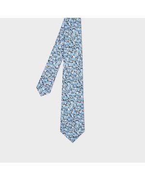 Paul Smith Light 'Digital Floral' Print Tie - Blue