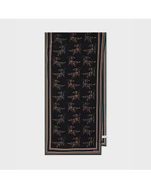 Paul Smith 'Le Peche Fish' 'Signature Stripe' Silk Scarf - Black