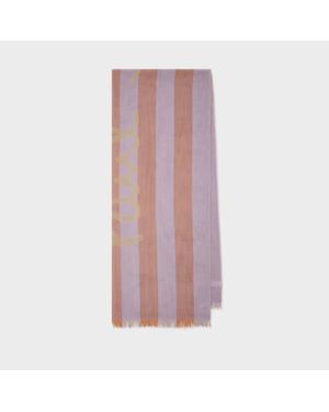 Paul Smith Lilac Stripe Cotton Logo Scarf - Pink
