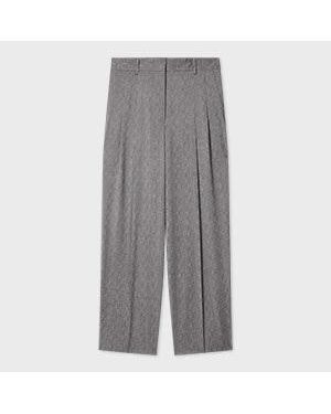 Paul Smith Textured Wool Pleated Trousers - Grey