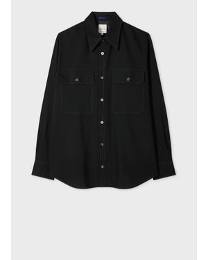 Paul Smith Oversized Viscose-Wool Shirt - Black