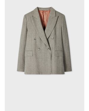 Paul Smith 'Chalk Stripe' Relaxed Double-Breasted Blazer - Grey