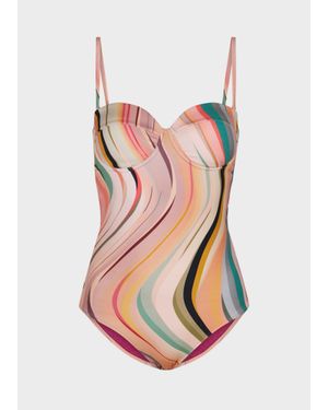 Paul Smith 'Dusky Swirl' Print Wrap Bandeau Swimsuit - Pink
