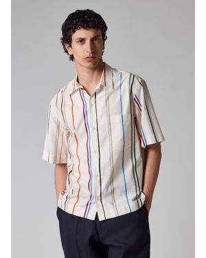 Paul Smith 'Painted Signature Stripe' Short-Sleeve Shirt - Grey