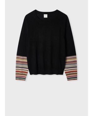 Paul Smith Merino Wool 'Signature Stripe' Cuff Jumper - Black