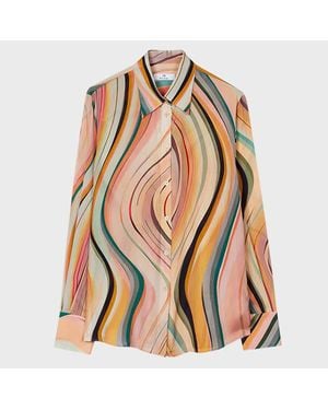 Paul Smith Silk-Blend 'Swirl' Print Shirt - White