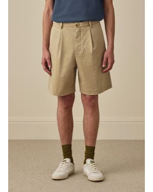 Paul Smith Light Cotton-Twill Pleated Shorts - Natural