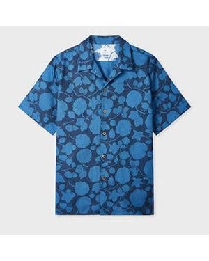 Paul Smith 'Perforated Floral' Cotton Shirt - Blue