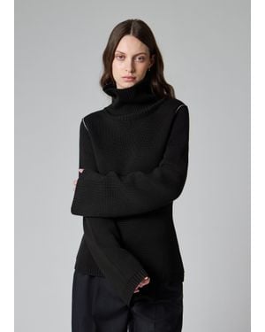 Paul Smith Roll Neck Knitted Jumper With Contrast Stitching - Black