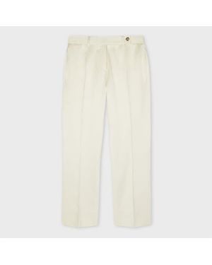 Paul Smith Ivory Satin Slim-Straight Cropped Trousers - Natural