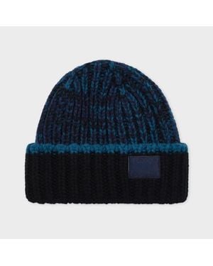Paul Smith Lambswool And Chunky Rib Beanie - Blue