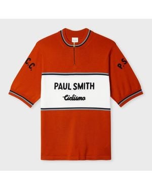 Paul Smith Burnt Merino Wool Knitted Cycle Jersey - Red