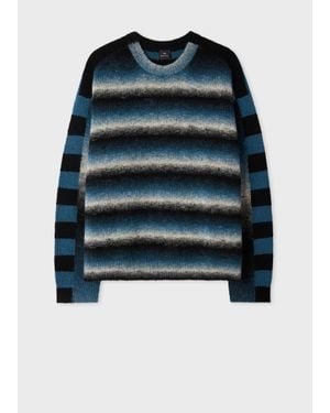 Paul Smith And Space-Dye Intarsia Jumper - Blue