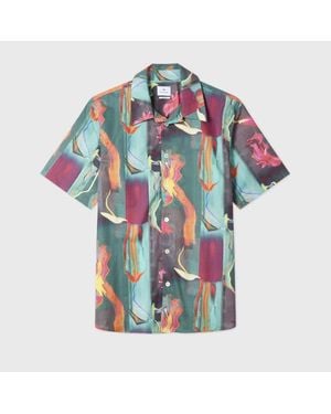 Paul Smith 'Glitch Floral' Print Shirt - Blue
