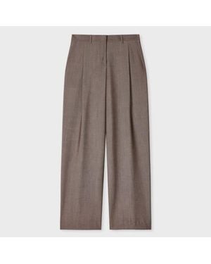 Paul Smith Mohair-Blend Wide-Leg Trousers - Brown