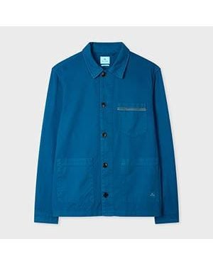 Paul Smith Ocean Cotton-Twill 'Stitch Stripe' Work Jacket - Blue