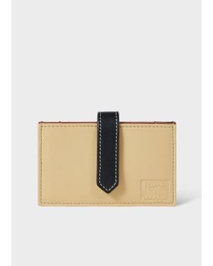 Paul Smith Cream And Colourblock Leather Card Holder - Natural
