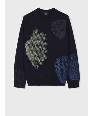 Paul Smith 'Half Tone Floral' Crew Neck Knitted Jumper - Blue