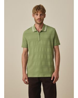 Paul Smith Textured Stripe Zip Polo Shirt - Green
