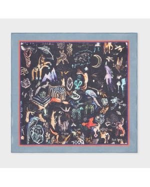 Paul Smith 'Little Beasts' Print Pocket Square - Blue