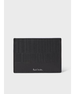 Paul Smith Dark Leather 'Shadow Stripe' Card Holder - Black