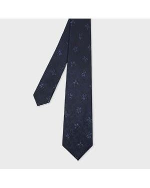 Paul Smith Tonal Floral Silk Tie - Blue