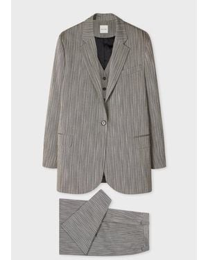 Paul Smith Longline Herringbone Wide-Leg Three-Piece Suit - Grey