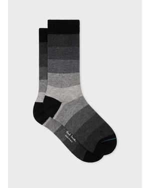 Paul Smith Cotton-Blend Ombre Stripe Socks - Black