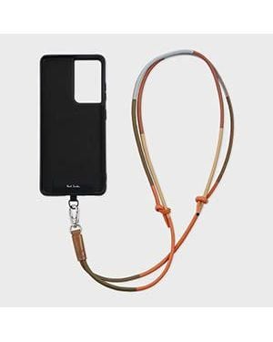 Paul Smith Multicolour Leather Detachable Phone Strap - White