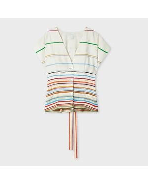 Paul Smith 'Painted Signature Stripe' Short Sleeve Top - White