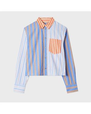Paul Smith And 'Mix Up Stripe' Cropped Shirt - Blue