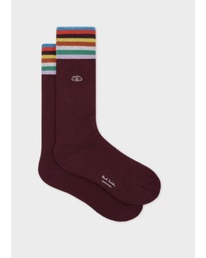 Paul Smith Burgundy Embroidered Camera Socks - Purple