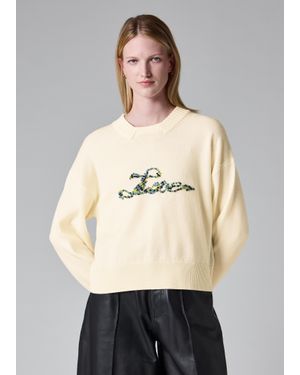 Paul Smith Cream 'Love' Embroidered Knitted Jumper - Natural