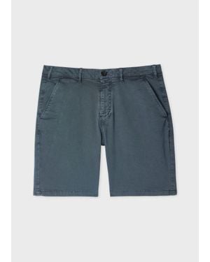 Paul Smith Anthracite Cotton-Twill 'Broad Stripe Zebra' Shorts - Blue