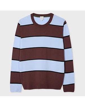 Paul Smith And Merino Wool Stripe Crew Neck - Red