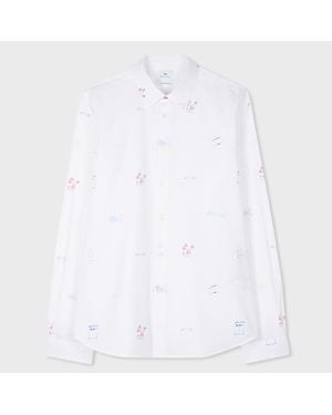 Paul Smith Tailored-Fit 'Aperitif' Print Shirt - White