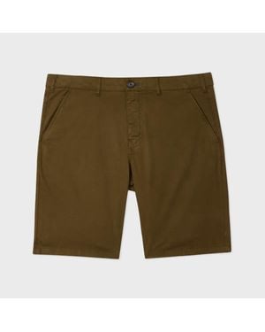 Paul Smith Dark Khaki Organic Cotton-Twill Shorts - Green