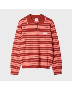 Paul Smith And Bouclé Stripe Rugby Jumper - Red