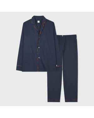 Paul Smith 'Artist Stripe' Trim Cotton Pyjama Set - Blue
