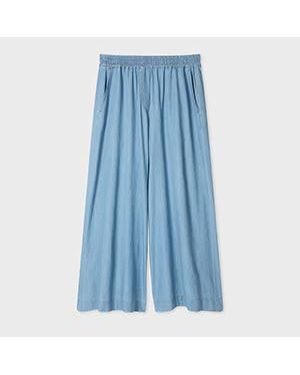 Paul Smith Chambray Wide-Leg Cropped Trousers - Blue