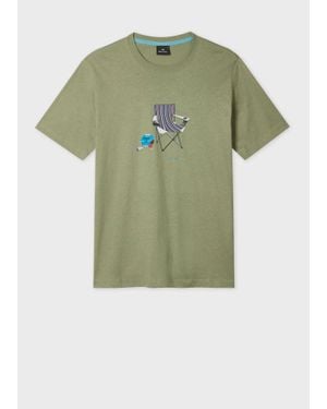 Paul Smith Khaki 'Fishing Chair' Print T-Shirt - Green