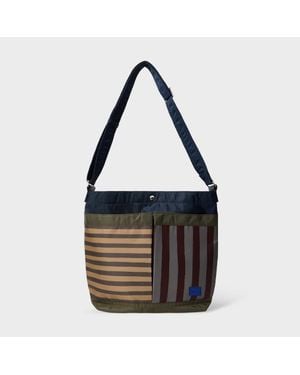 Paul Smith Recycled Nylon Multistripe Adjustable Tote - Black