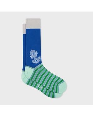 Paul Smith Floral Stripe Socks - Green
