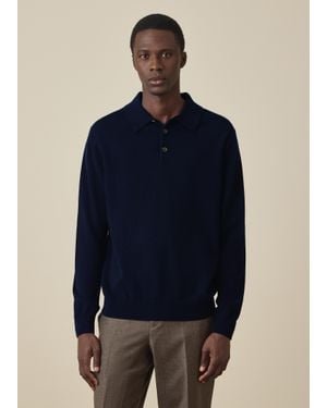 Paul Smith Cashmere Long-Sleeve Polo Shirt - Blue