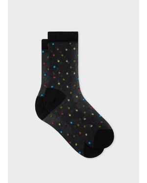 Paul Smith 'Swirl' Polka Dot Sheer Socks - Black