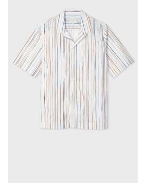 Paul Smith 'Signature Pinstripe' Short-Sleeve Shirt - White