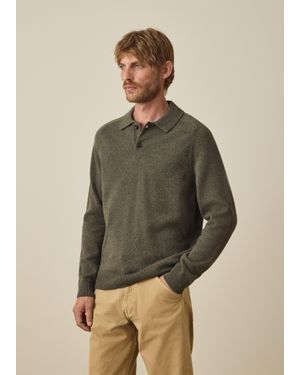 Paul Smith Khaki Merino Wool Long-Sleeve Polo Shirt - Green