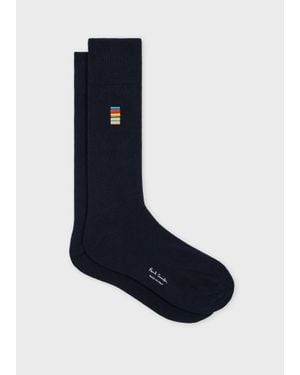 Paul Smith Embroidered 'Signature Stripe' Socks - Blue